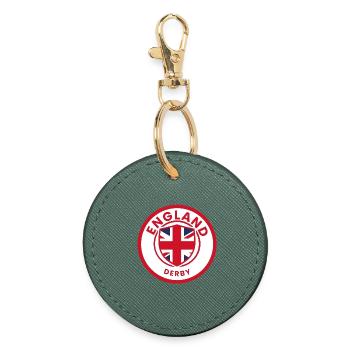 England Derby Shield-Wappen - Runder Schlüsselanhänger - Fichte - Vorne