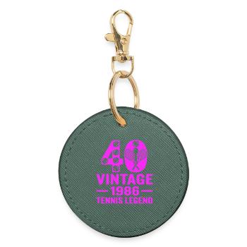 40e anniversaire du tennis 1986, chemise élégante - Porte-clés rond - vert sapin - Devant