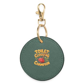  Toilet Clogging Champion Lustiger Klo Pömpel - Runder Schlüsselanhänger - Fichte - Vorne