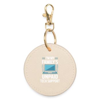 I'm My Family's Unpaid Tech Support Funny Quote - Round Keyring - oyster - Front