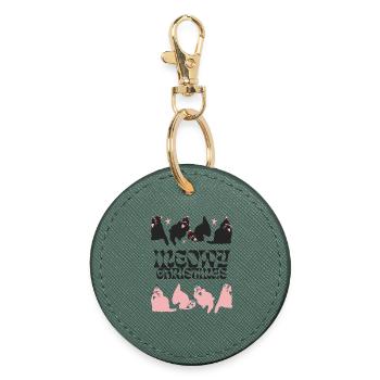 MEOWY CHRISTMAS - Round Keyring - evergreen - Front