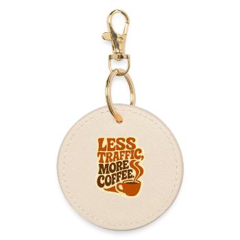 Zero Transport, Max Caffeine: The Ultimate Workflow - Round Keyring - oyster - Front