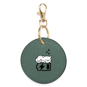 Sleepy Kitty (Couleur Changeante - 3 couleurs) - Porte-clés rond - vert sapin - Devant