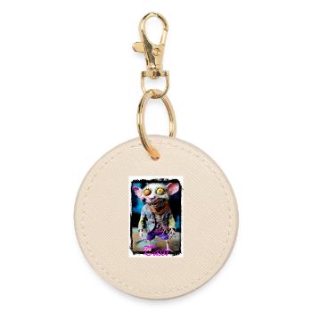 Illustration du personnage de la souris intrépide, poupée punk - Porte-clés rond - huître - Devant