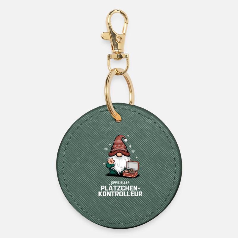 Official Cookie Inspector Gnome - Round Keyring - evergreen