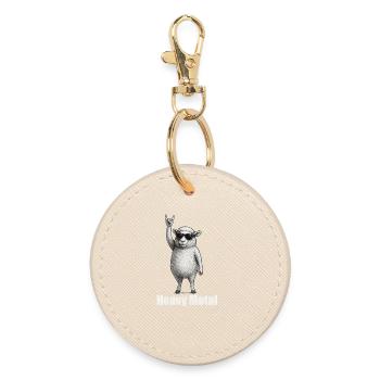 Heavy Metal Sheep: Rocking Mojo - Round Keyring - oyster - Front