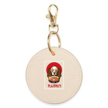 Cavalier King Charles Spaniel Ramen Japanese Dog - Round Keyring - oyster - Front