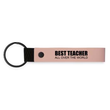 meilleur professeur du monde entier - Porte-clés en PU mat - rose - Devant