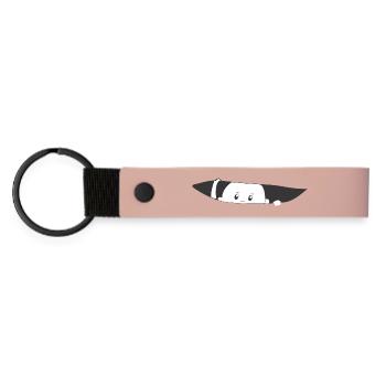Winkendes Baby - Matte PU Schlüsselanhänger - Rosa - Vorne