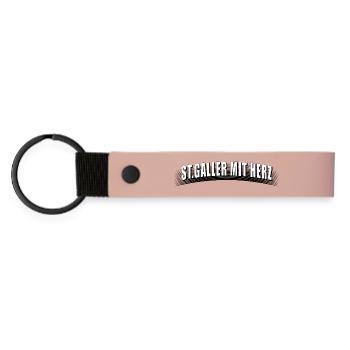 St Galler mit Herz mit Linienraster schmutzig - Matte PU Schlüsselanhänger - Rosa - Vorne