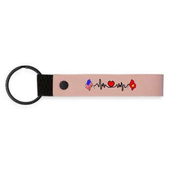 Cardio heart avec drapeau des États-Unis et du Vietnam - Porte-clés en PU mat - rose - Devant