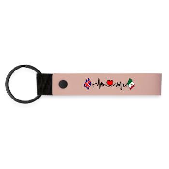 Cardio Heart Flag Angleterre, Drapeau Mexique - Porte-clés en PU mat - rose - Devant