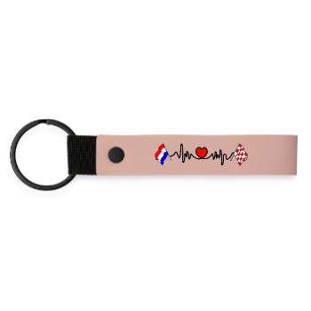 Cardio heart Flag Netherlands, North Brabant - Matte Pu Keyring - pink - Front