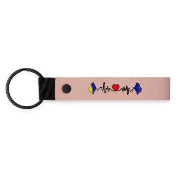 Cardio heart of Bosnia and Herzegovina and flag Europe - Matte Pu Keyring - pink - Front