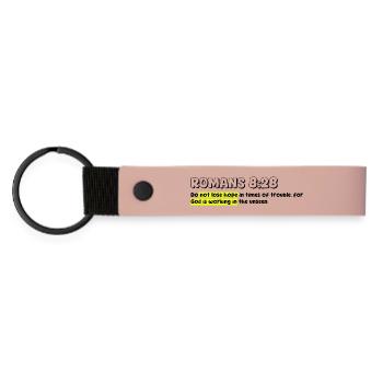 Zitat aus dem christlichen Glauben - Matte PU Schlüsselanhänger - Rosa - Vorne