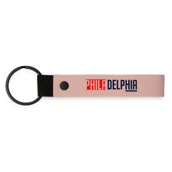 Philadelphia Skyline Silhouette Design - Matte Pu Keyring - pink - Front