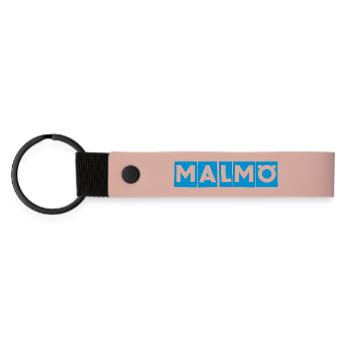 Malmö – Conception de texte bleu - Porte-clés en PU mat - rose - Devant