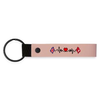 Kent Flag + Heartbeat + UK Flag - Matte Pu Keyring - pink - Front