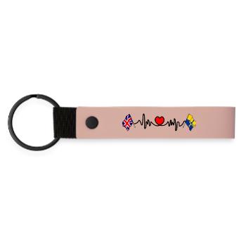 Durham & UK Heart Rate - Matte Pu Keyring - pink - Front