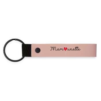 Mamounette - Idée cadeau maman et grossesse  - Porte-clés en PU mat - rose - Devant