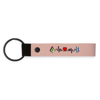 Terschelling & Friesland Herzschlag - Matte PU Schlüsselanhänger - Rosa - Vorne