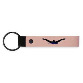 Schwimmen - Matte PU Schlüsselanhänger - Rosa - Vorne