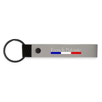 French Patriot Typography Blue White Red - Matte Pu Keyring - light grey - Front