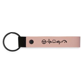 Cardio-Herzfrequenz eines Sportwagens mit Tacho - Matte PU Schlüsselanhänger - Rosa - Vorne