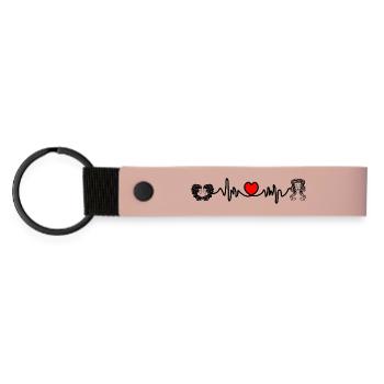 Herzfrequenz Cardio Zwillinge Jungfrau - Matte PU Schlüsselanhänger - Rosa - Vorne
