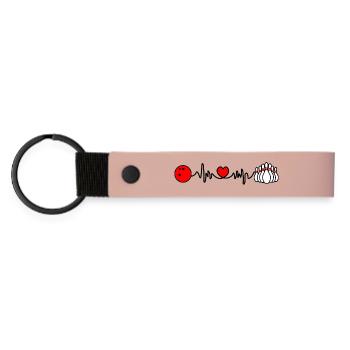 Bowling cardio heart rate - Matte Pu Keyring - pink - Front