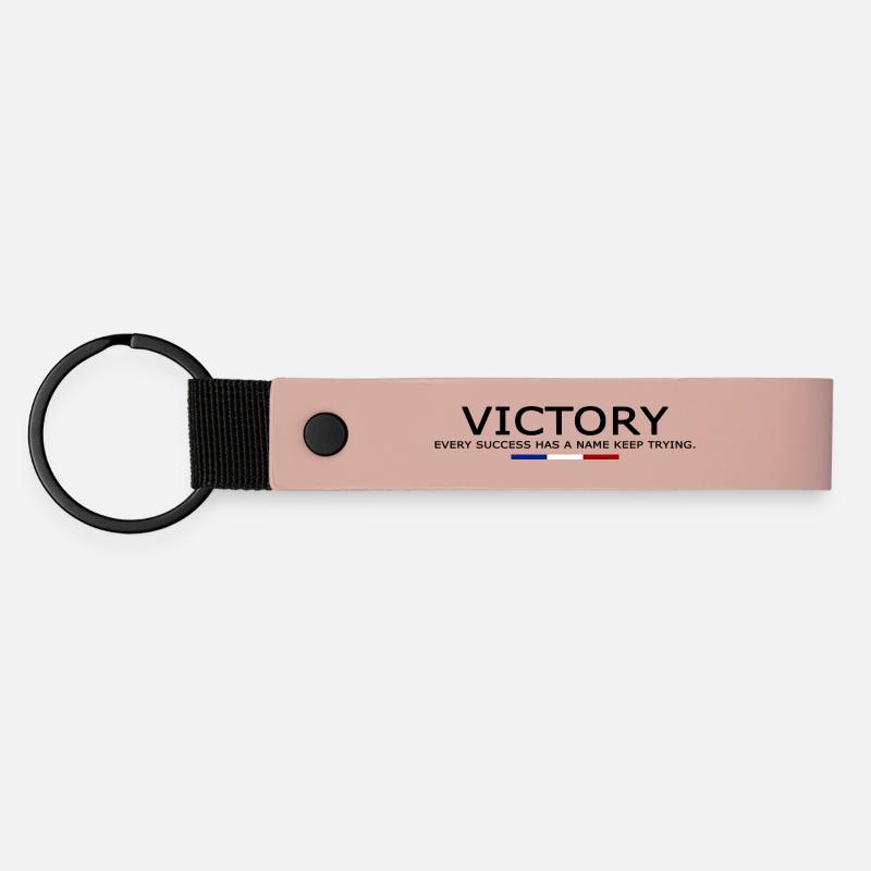 Victory EVERY SUCCESS HAS A NAME KEEP TRYING - Porte-clés en PU mat - rose