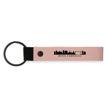 Middlesbrough skyline - Matte Pu Keyring - pink - Front