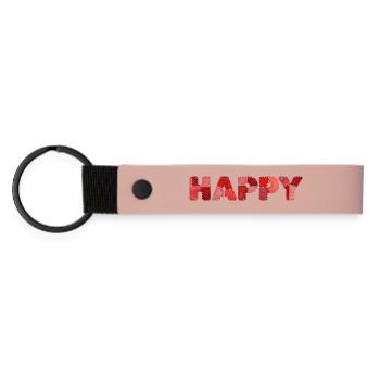 HAPPY Patchwork Broderie Dernière Tendance - Porte-clés en PU mat - rose - Devant