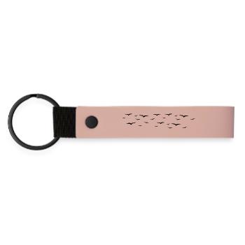 Vögel - Matte PU Schlüsselanhänger - Rosa - Vorne
