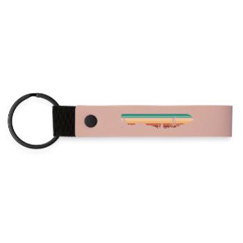 Sunset Mountain Bike Silhouette - Matte Pu Keyring - pink - Front