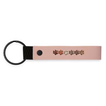 Empreinte de patte chien chat dégradé marron - Porte-clés en PU mat - rose - Devant