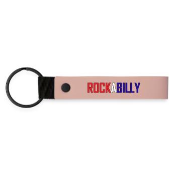 Vibrant Rock Billy Retro Design - Matte Pu Keyring - pink - Front