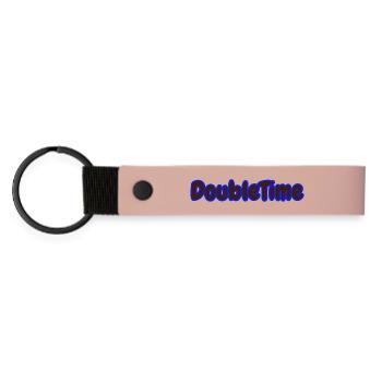 Doppelzeit Motiv mit verschlungenen Uhren - Matte PU Schlüsselanhänger - Rosa - Vorne