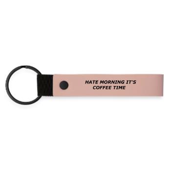 Kaffee - Matte PU Schlüsselanhänger - Rosa - Vorne
