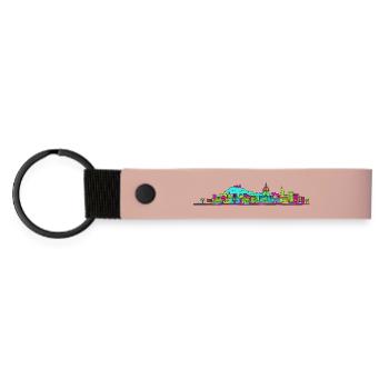 Nice City Skyline Promenade des Anglais Art - Porte-clés en PU mat - rose - Devant