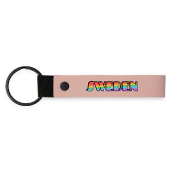 Gay Sweden Rainbow Typography - Matte Pu Keyring - pink - Front