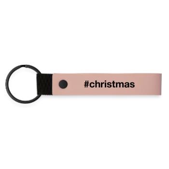 CHRISTMAS Hashtag Weihnachten - Matte PU Schlüsselanhänger - Rosa - Vorne