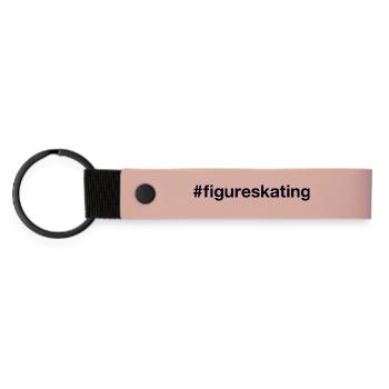 Figure Skating Eiskunstlauf Hashtag - Matte PU Schlüsselanhänger - Rosa - Vorne