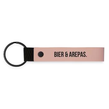Bier & Arepas: Eine Fusion von Kolumbien & Deutsch - Matte PU Schlüsselanhänger - Rosa - Vorne