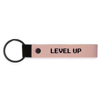 Level Up 8-Bit Lettering - Matte Pu Keyring - pink - Front