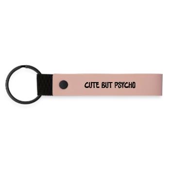Design minimaliste mignon mais psychopathe - Porte-clés en PU mat - rose - Devant