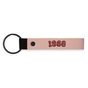 Né en 1966 Anniversaire Année - Porte-clés en PU mat - rose - Devant