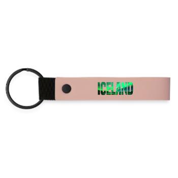 Islande – Aurores boréales Typographie - Porte-clés en PU mat - rose - Devant