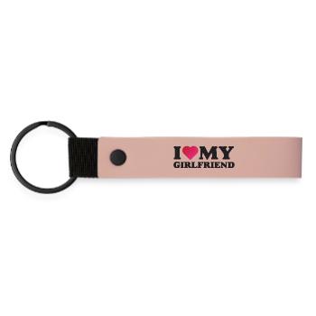 J’aime ma petite amie - Porte-clés en PU mat - rose - Devant