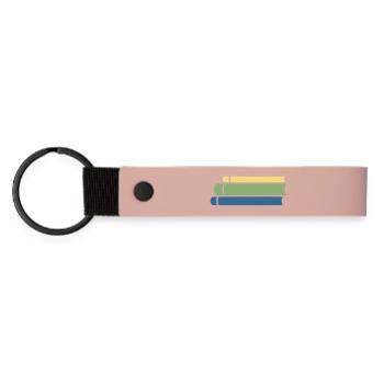 Bücherstapel Bunt Flat Design - Matte PU Schlüsselanhänger - Rosa - Vorne